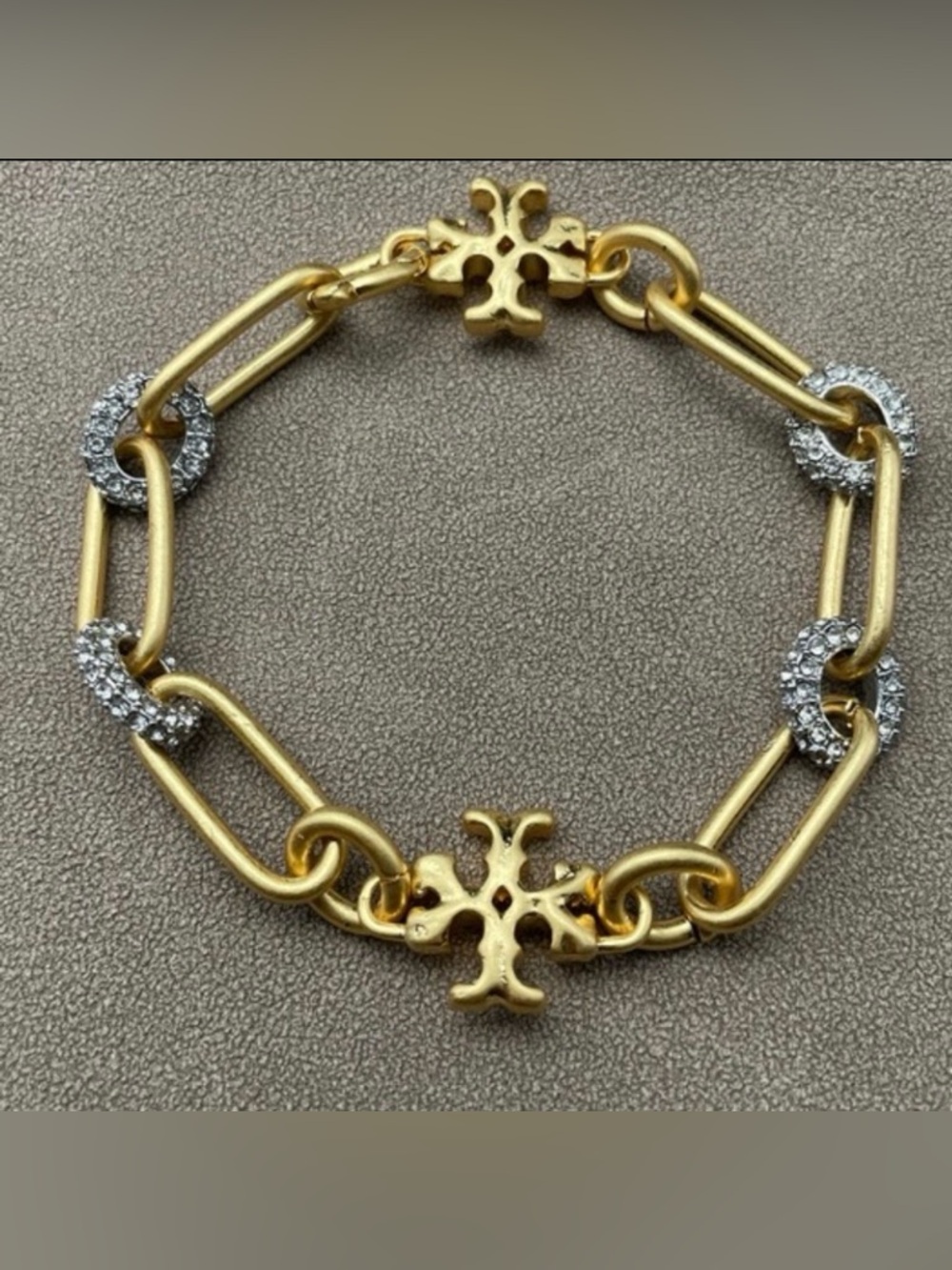 Tory Burch Roxanne Paver Silver Chunky Logo Bracelet